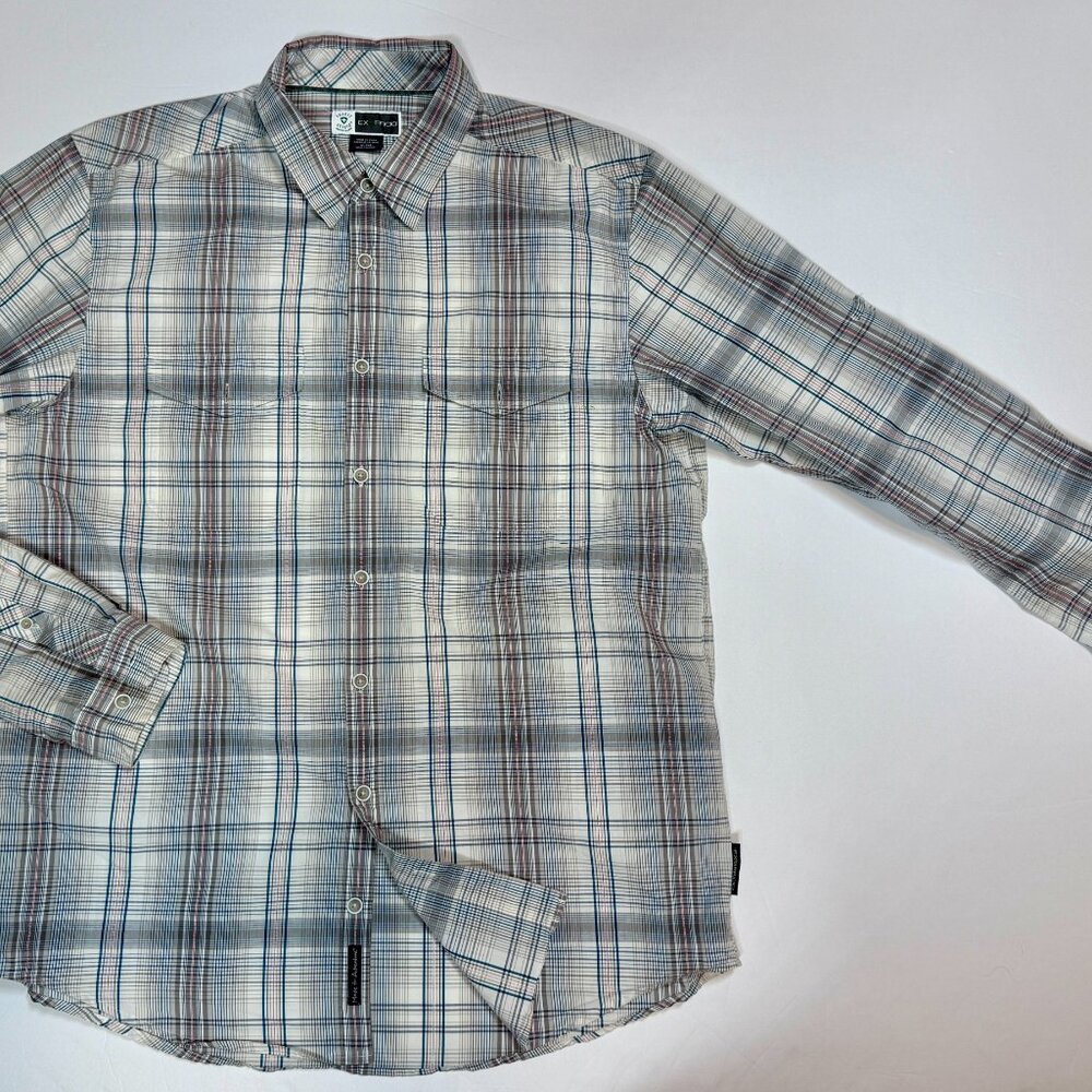 ExOfficio Insect Shield Plaid Button Up Shirt XL | Long Sleeve Outdoor Travel Sh